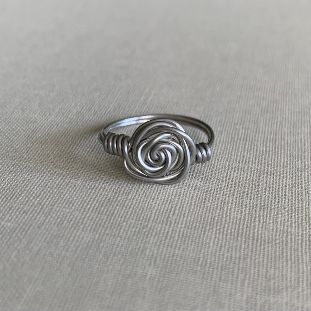 Handmade Wire Wrapped Silver Rose Ring
